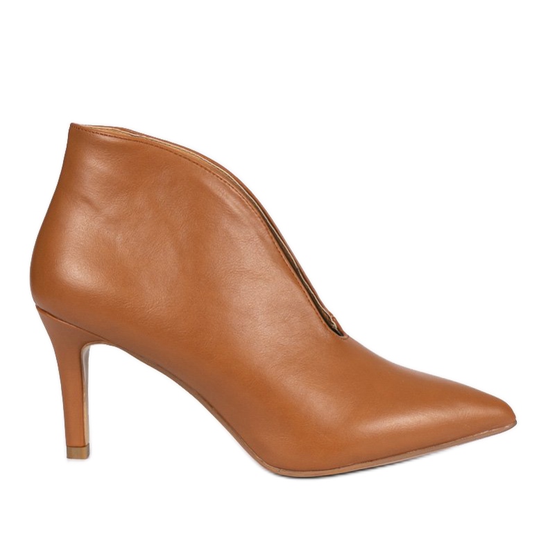 Brown slip-on boots with cutouts on the NS126P Pu stiletto heel