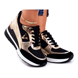 Vinceza Women's Sport Shoes Sneakers Black and Gold 21-10574 yellow