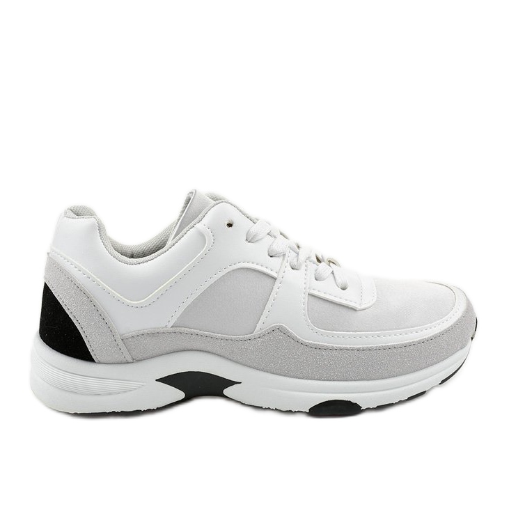 White fashionable sports sneakers made of eco-leather CH005 grey