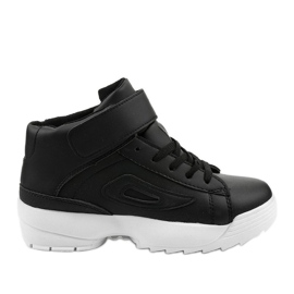 Black and white eco-leather sports sneakers B-05