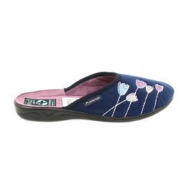 Adanex 25626 navy blue velor slippers purple