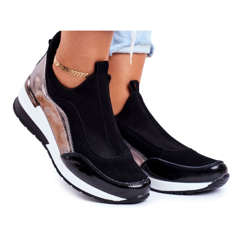 Vinceza Women's Sport Shoes Sneakers Black Leather 21-7780 Vinceza Women's Sport Shoes Sneakers Black Leather 21-7780