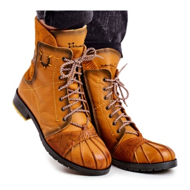 Women's Warm Leather Boots Maciejka Yellow 03961-07