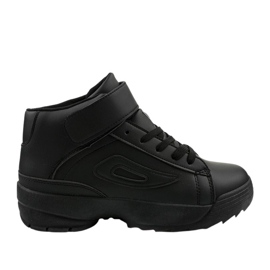 Black eco-leather sports sneakers B-05