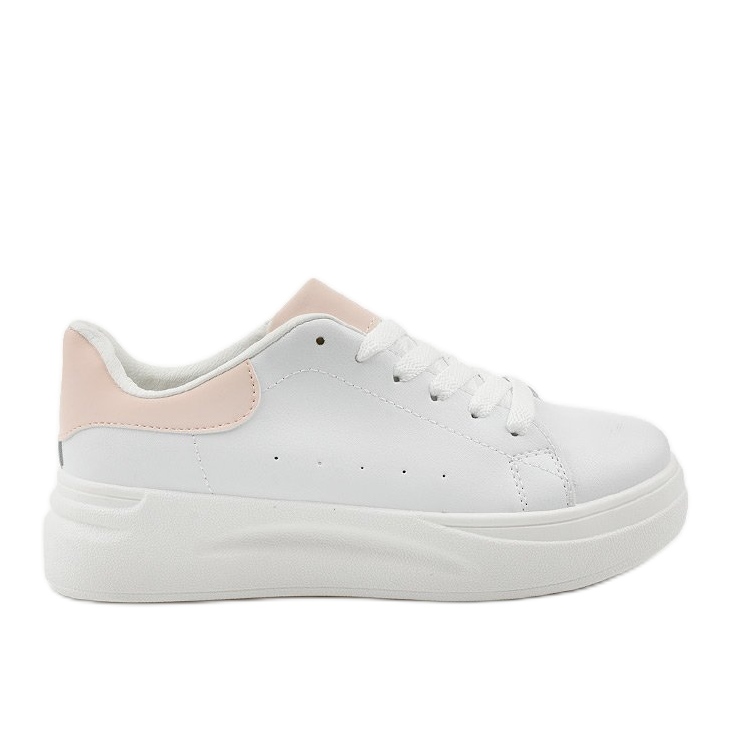 White sneakers with eco-leather LLQ204-11 pink