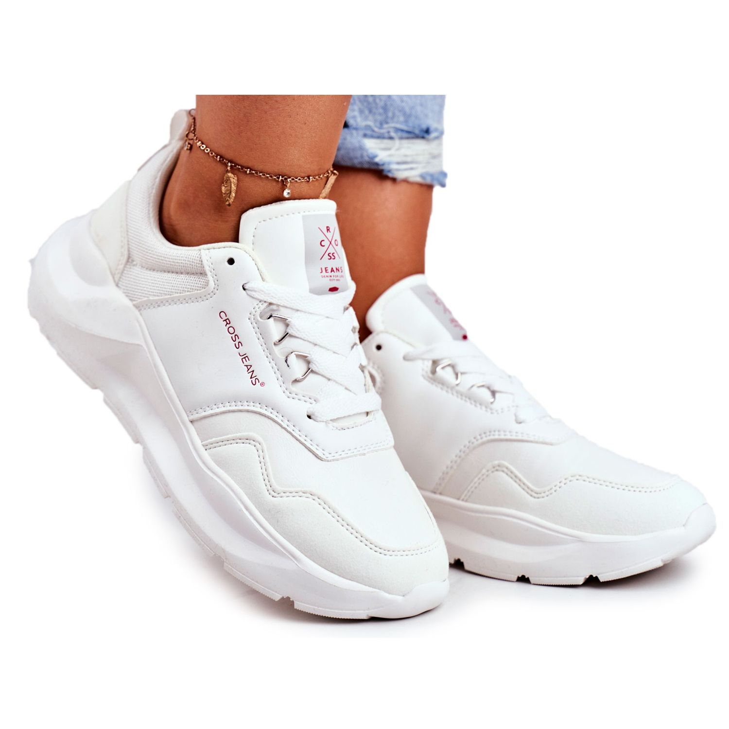 Women's Sport Shoes Sneakers Cross Jeans White GG2R4042C