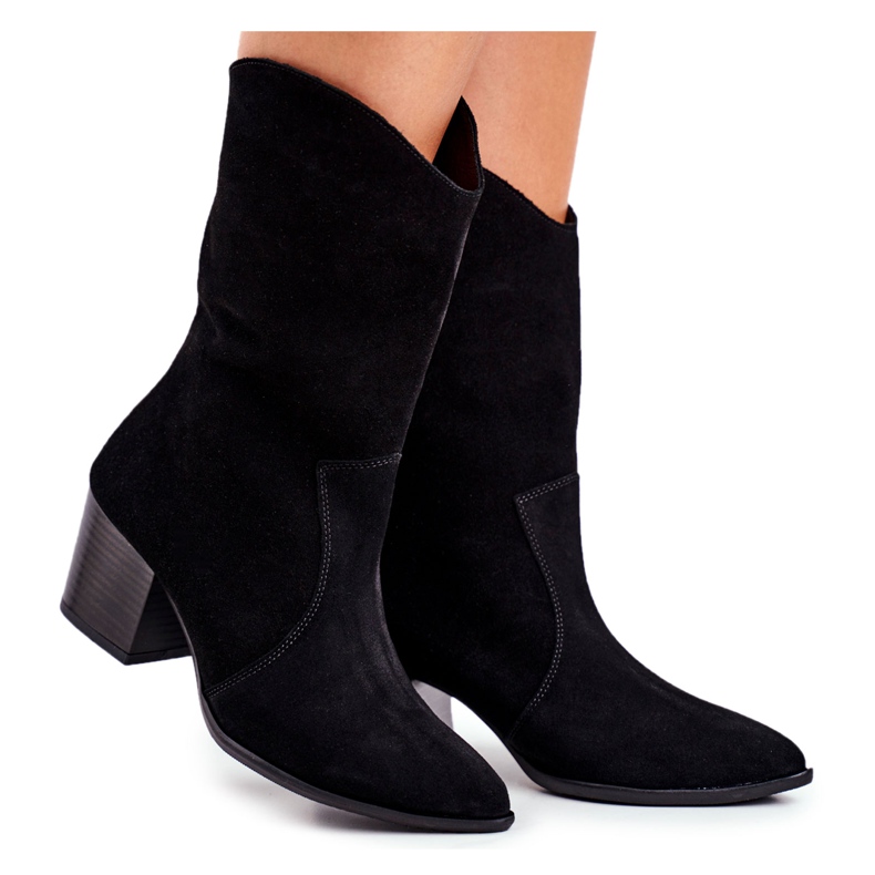 Women's Boots On High Heel Nubuck Leather Black Nicole 2580 Women's Boots On High Heel Nubuck Leather Black Nicole 2580