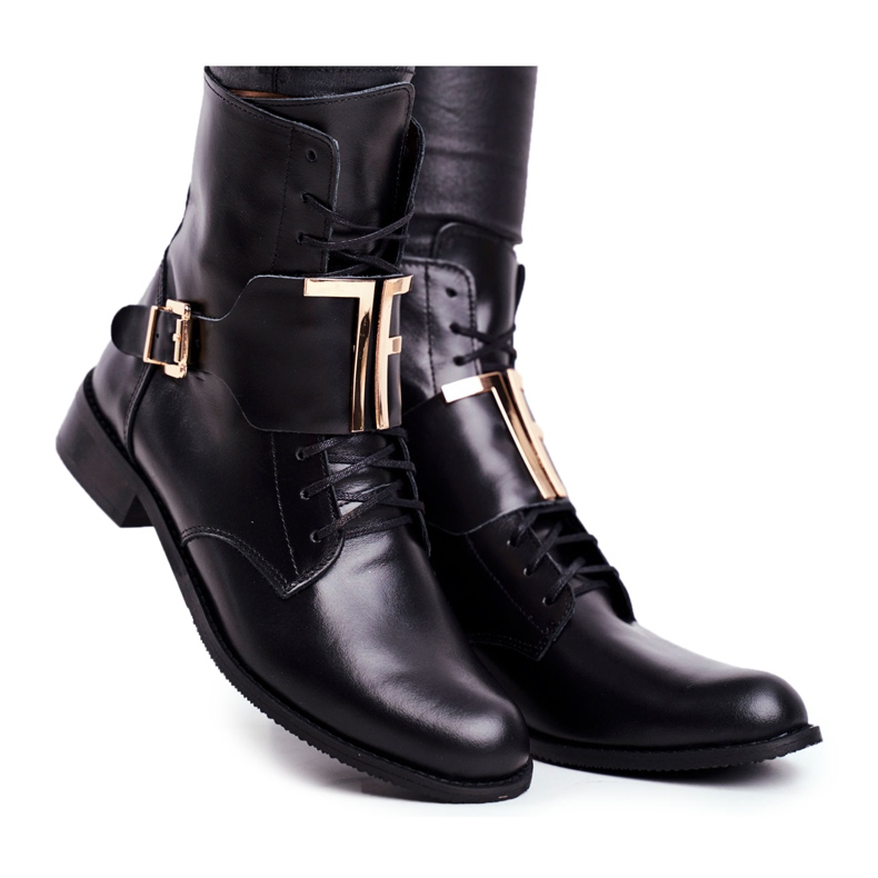 Women's Boots Nicole Leather Black 2591 golden Women's Boots Nicole Leather Black 2591 golden