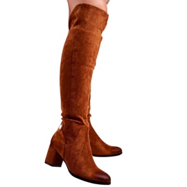 Vinceza Women's Boots On Heel Suede Camel Torgos brown