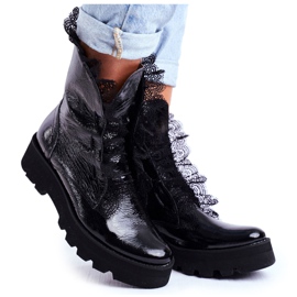 Exquisite Women's High Boots Lacquered Leather Montegero black