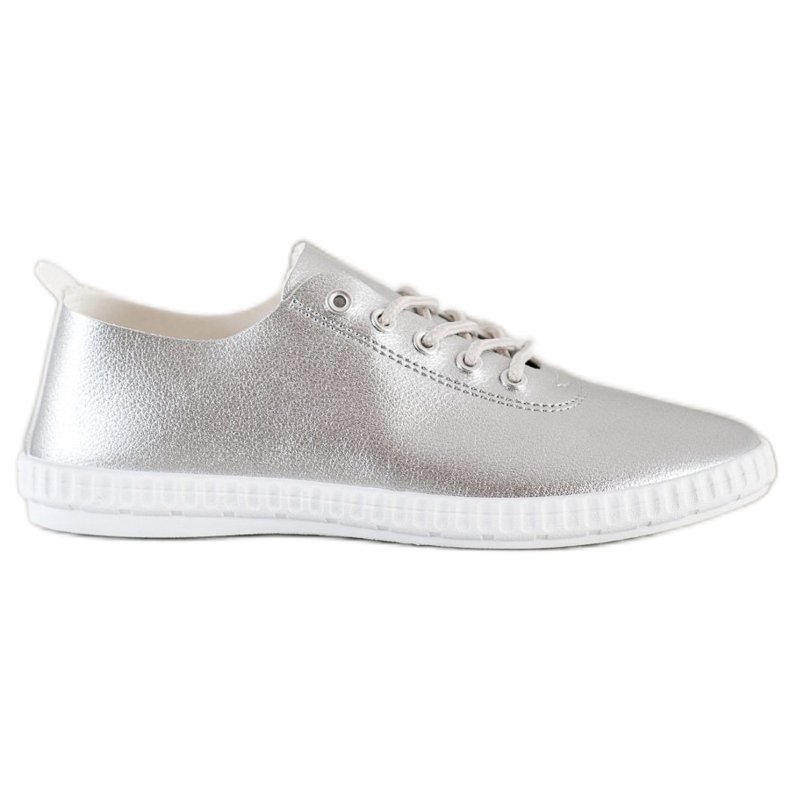 SHELOVET Silver Sneakers With Eco Leather SHELOVET Silver Sneakers With Eco Leather