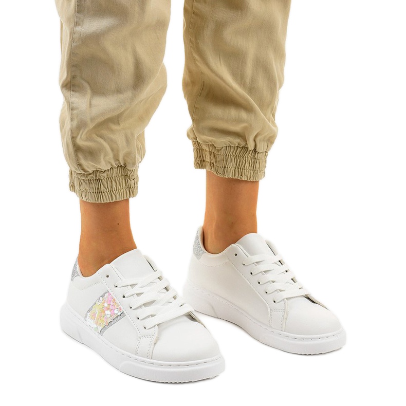 Classic white sneakers BK929-19 silver Classic white sneakers BK929-19 silver