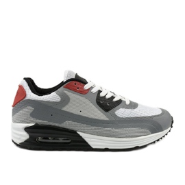 Gray men's sports shoes 1503 red grey