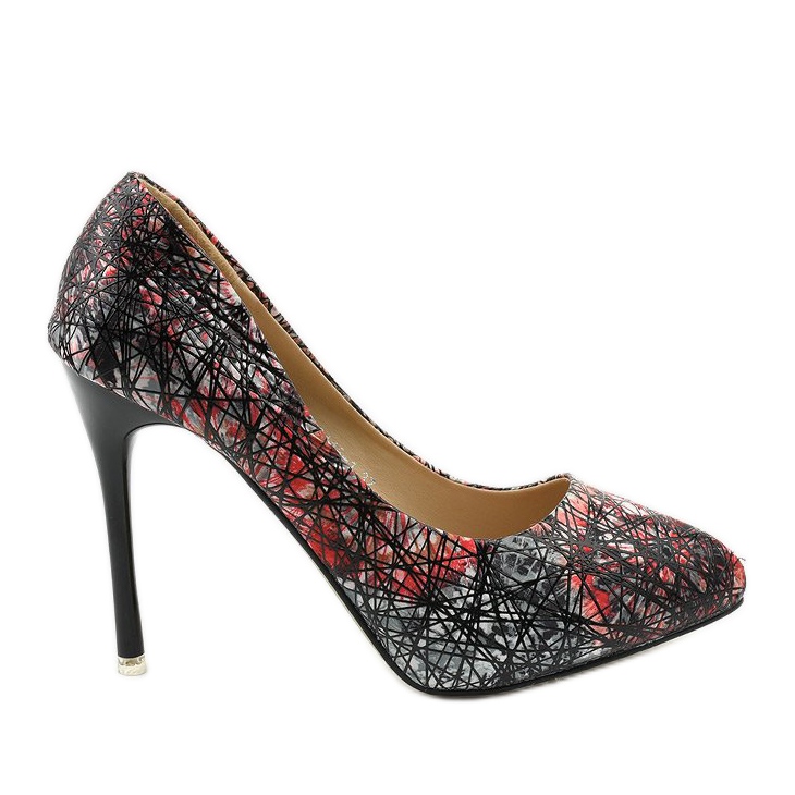 Black flower stilettos 0116-1 multicolored