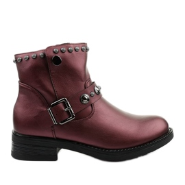 Ladies' burgundy boots with letters from Eira red
