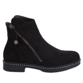 Black suede black boots 6332 Black