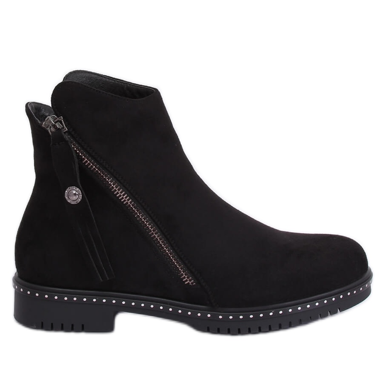 Black suede black boots 6332 Black