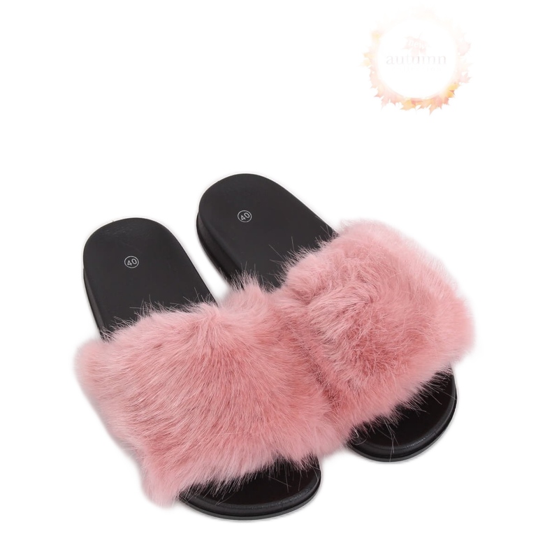 Pink slippers with fur CK107P Pink
