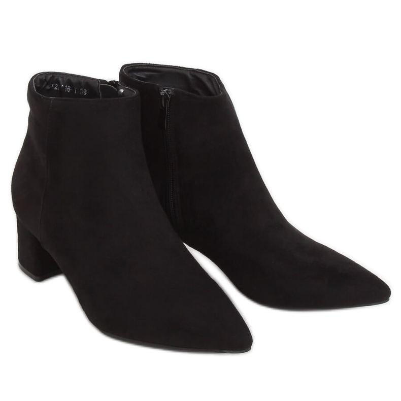 Black low heel boots W27016 Black