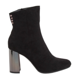Black metallic heel boots 7661-GA Black