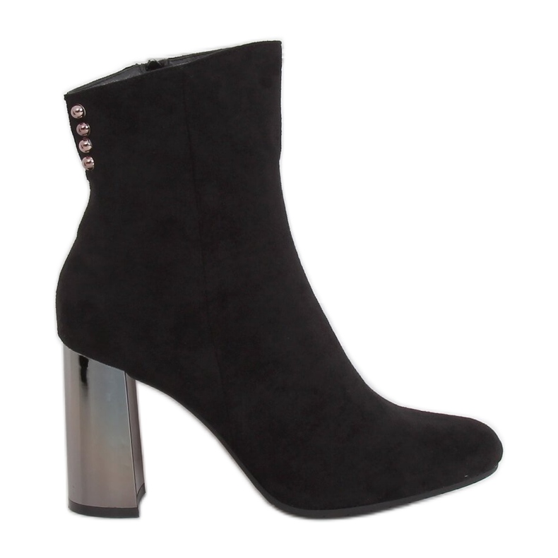 Black metallic heel boots 7661-GA Black
