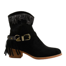 Black suede ankle boots with a Generational star