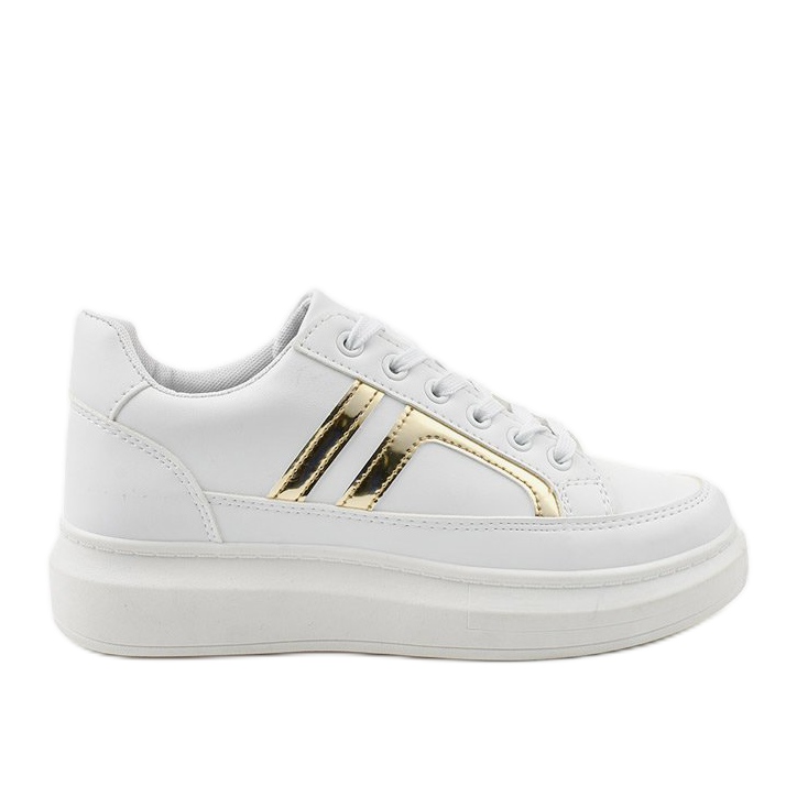 First white sneakers golden