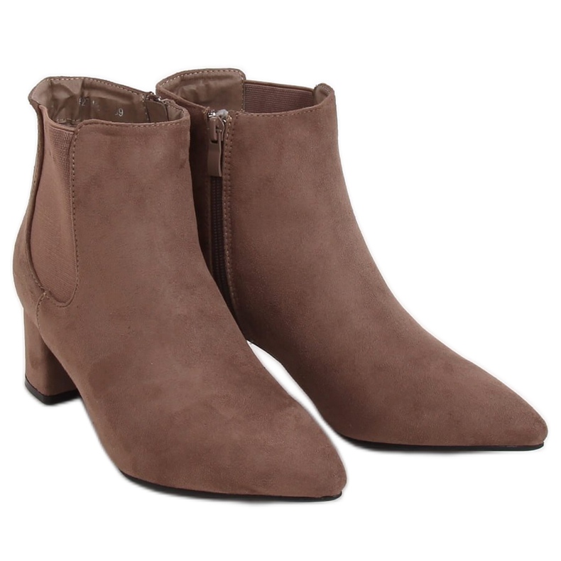 Low heel boots dark beige W27012 Khaki