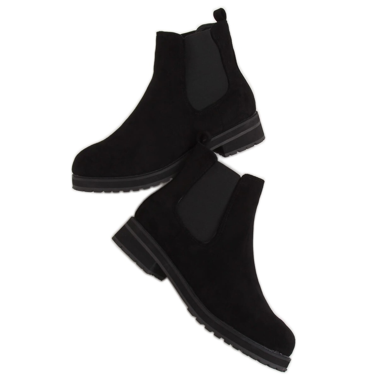 Black Chelsea boots for women F-3799 Black