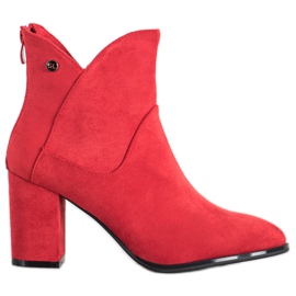 SHELOVET Suede high-heeled boots red
