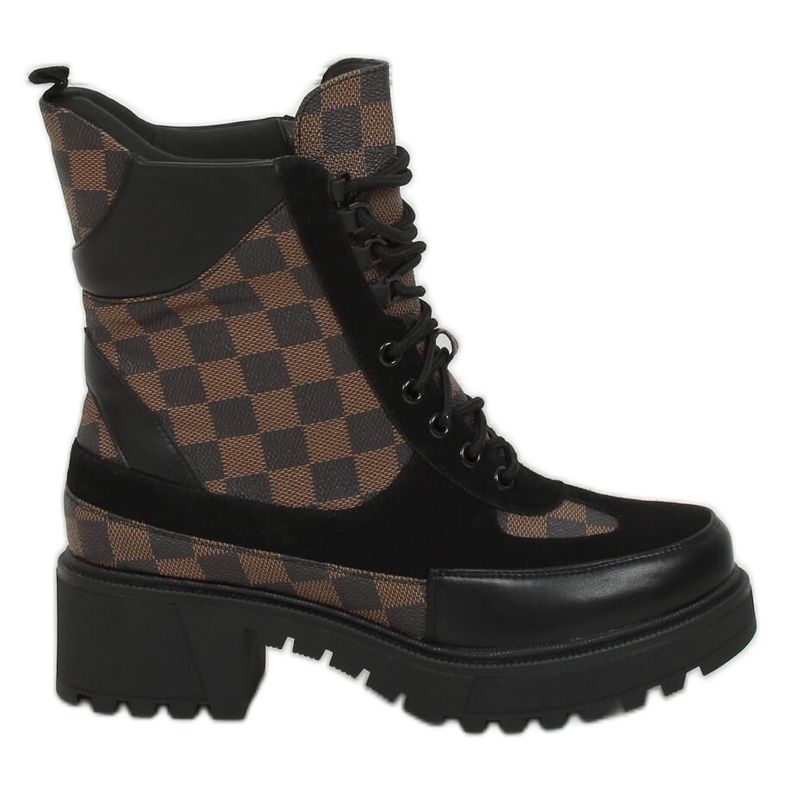 Black lace-up boots workery NS169P Black brown