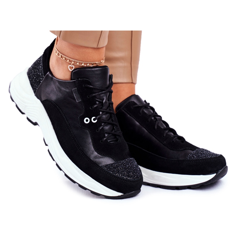 Women's Sport Shoes Sneakers Maciejka Leather 04845-01 black