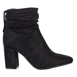 SHELOVET Suede high-heeled boots black