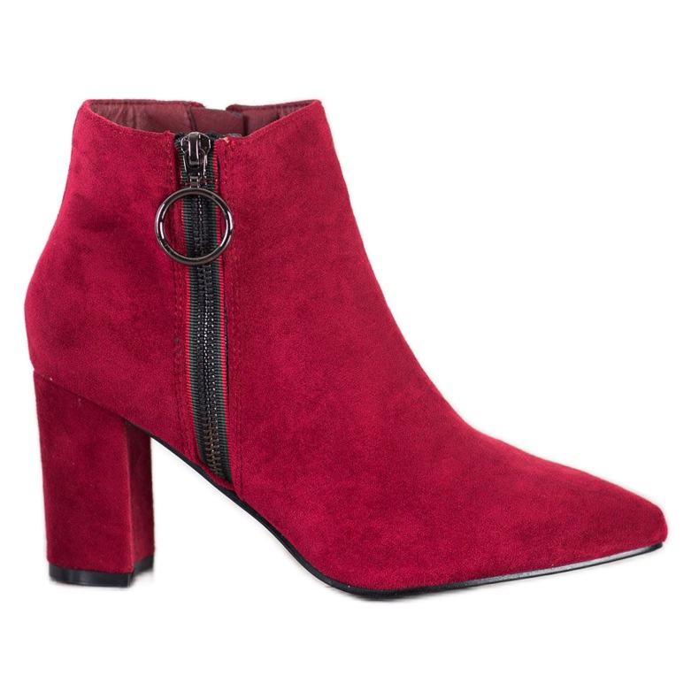 Small Swan Suede Booties With A Zipper red