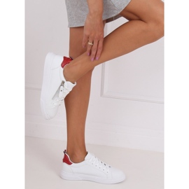 White women's sneakers KK-206 WHITE / RED Ii Genre