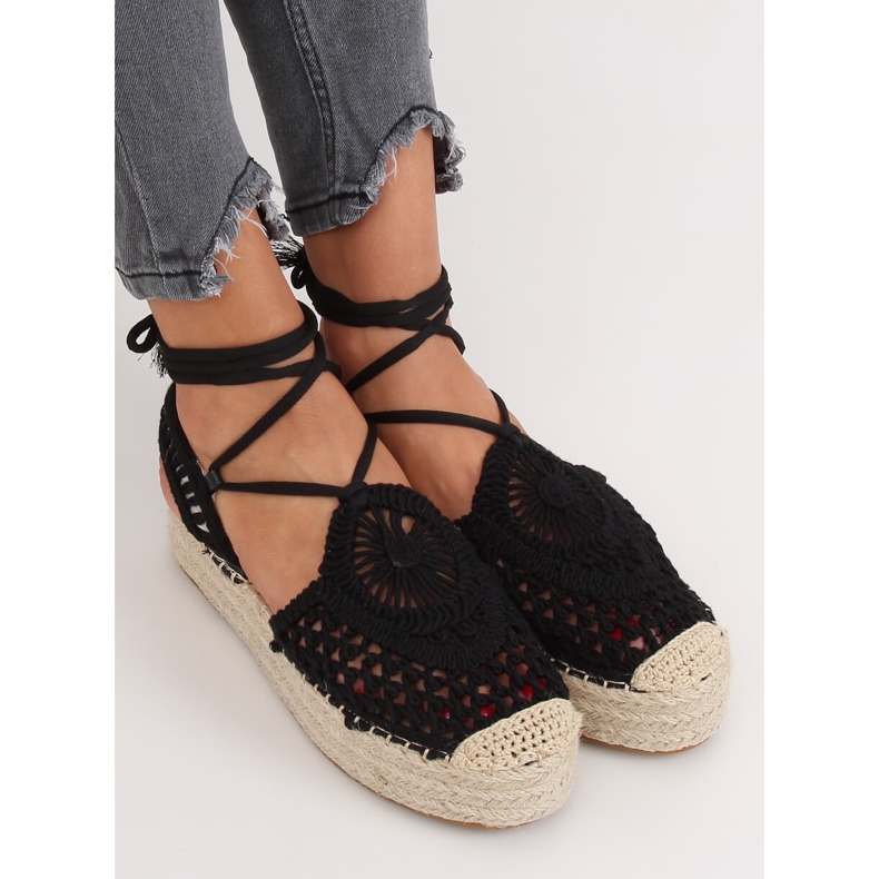 Black openwork espadrilles YQ233 Black II Quality
