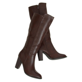 Brown high-heeled boots UK03P Brown