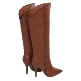 Brown RB57P Camel brown boots on a stiletto heel