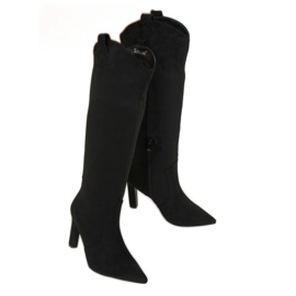Black high heels boots RB72P Black