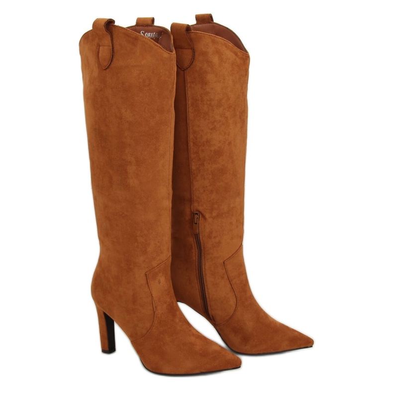 Camel high-heeled boots RB72P Camel brown
