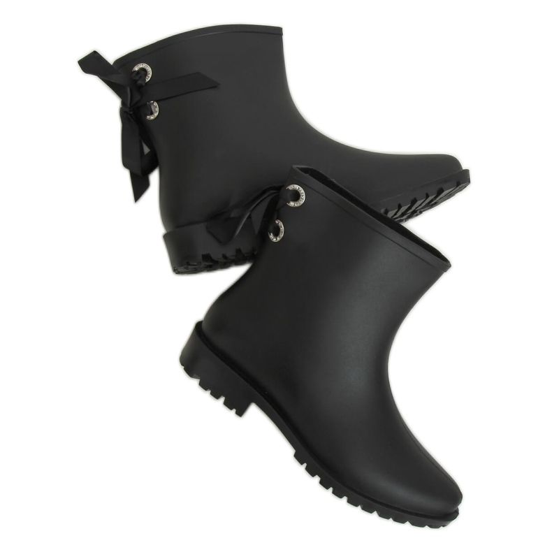 Black DC12 Black women's galoshes with a bow