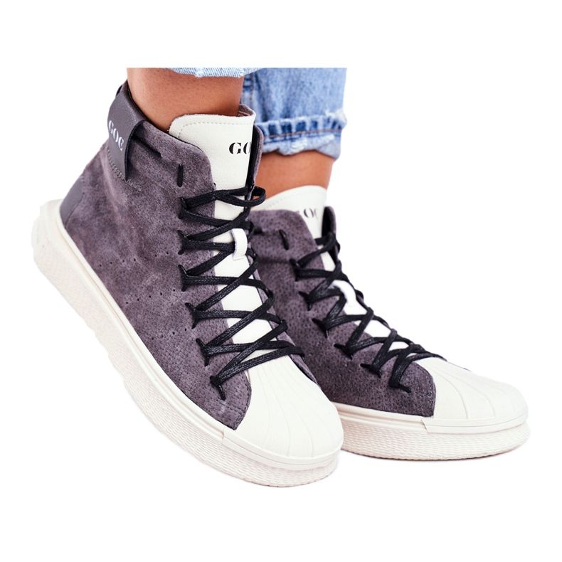 Women's Sport Leather Shoes GOE Gray GG2N3049 grey