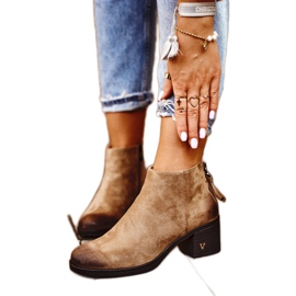 Vinceza Women's Boots On Heel Suede Beige Volares Vinceza Women's Boots On Heel Suede Beige Volares