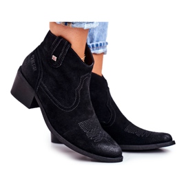 Women's Boots On Heel Leather Big Star Black GG274329