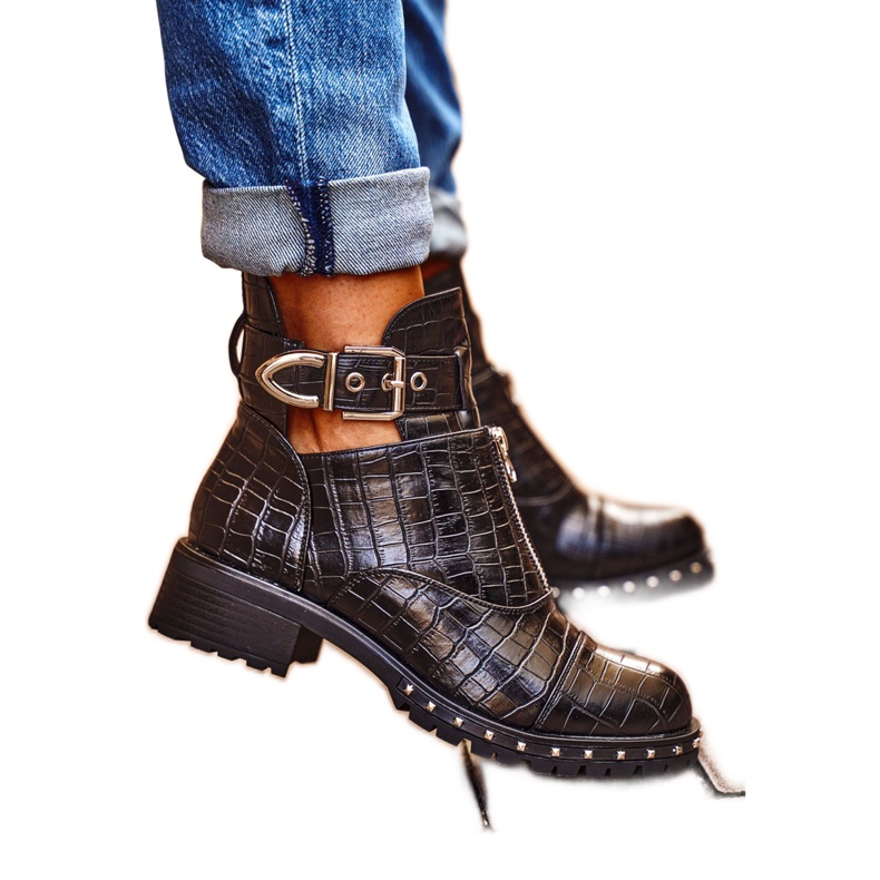 Women's Black Boots With Cutouts Black Hampton