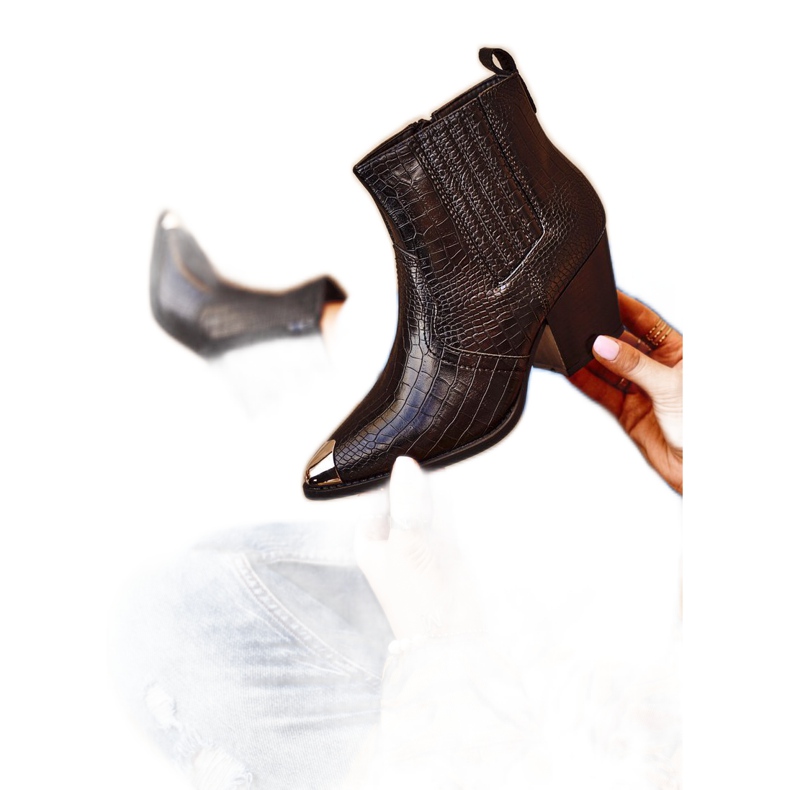 Women's Boots On Heel Black Cowboys Atticus