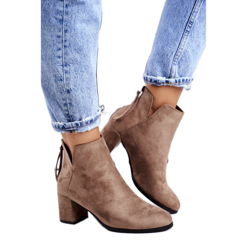 Vinceza Women's Boots On Heel Suede Beige Mimosa Vinceza Women's Boots On Heel Suede Beige Mimosa