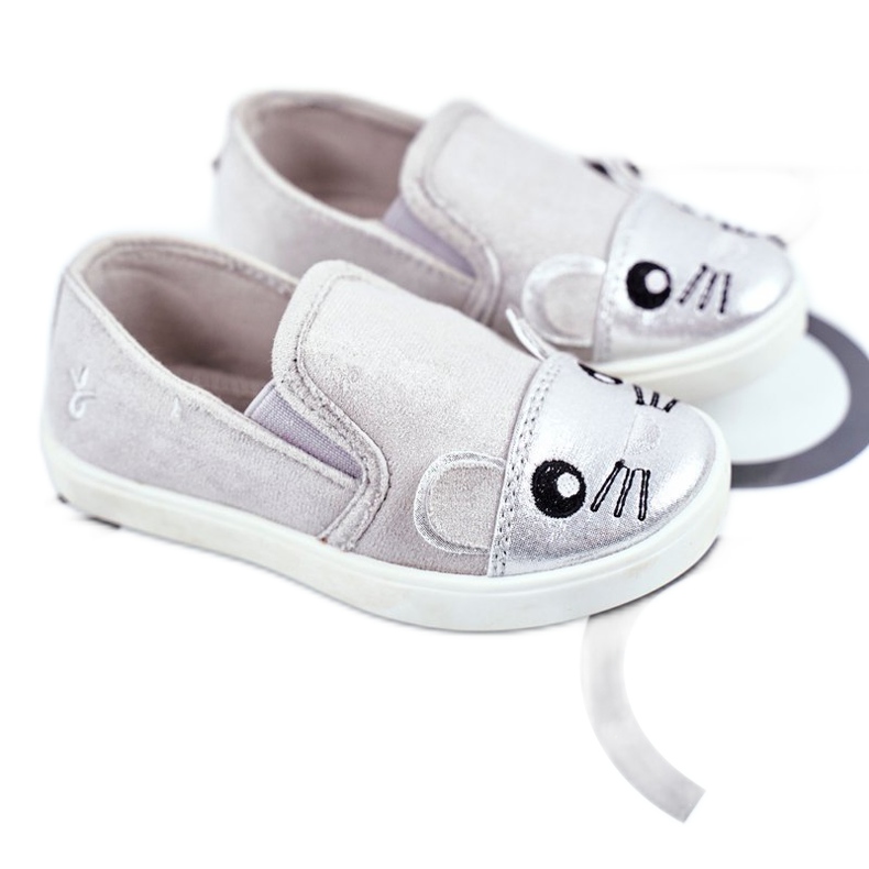 Sabana Children's Sneakers Slip-on With Mouse Light Gray Candys grey