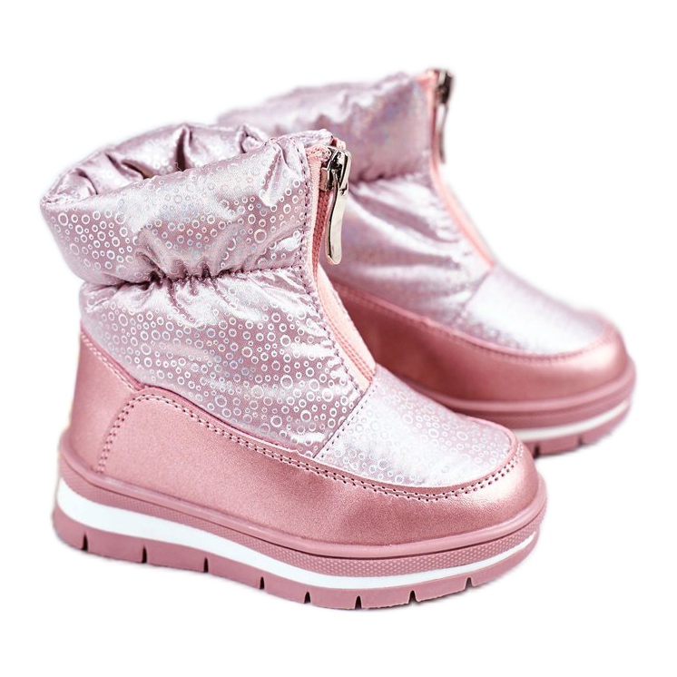 WEESTEP Children's Snow Boots Warmed With Wool Pink Bubbles
