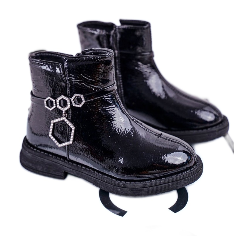 Apawwa Children's Boots Lacquered Black Fami ['black']